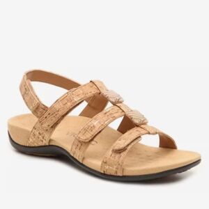 Vionic Amber Gold Cork Metallic Sandals Size 10